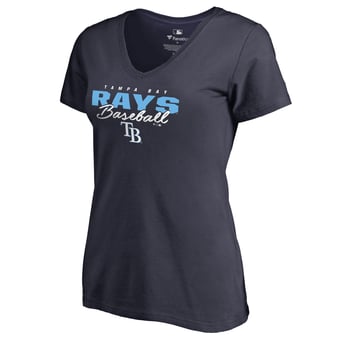 Women's Navy Tampa Bay Rays Script Assist V-Neck T-Shirt