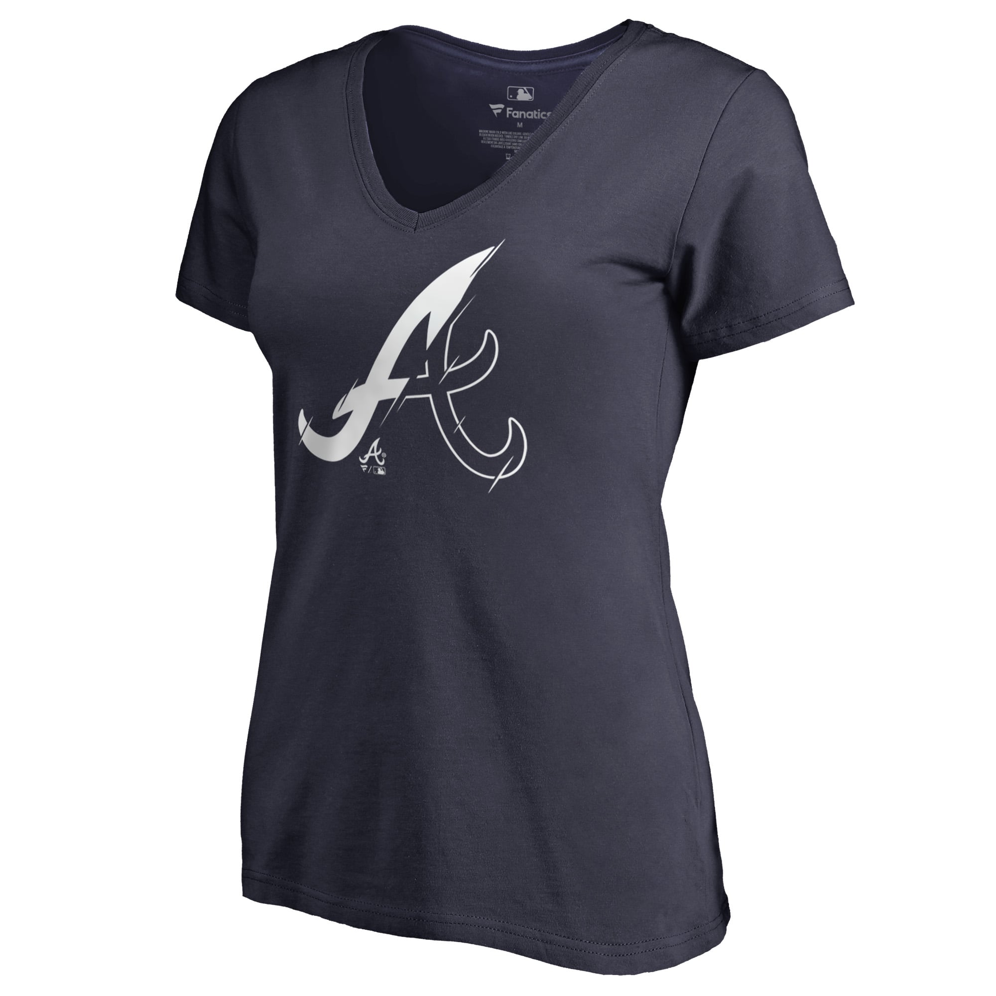 Women's Navy Atlanta Braves X-Ray V-Neck T-Shirt