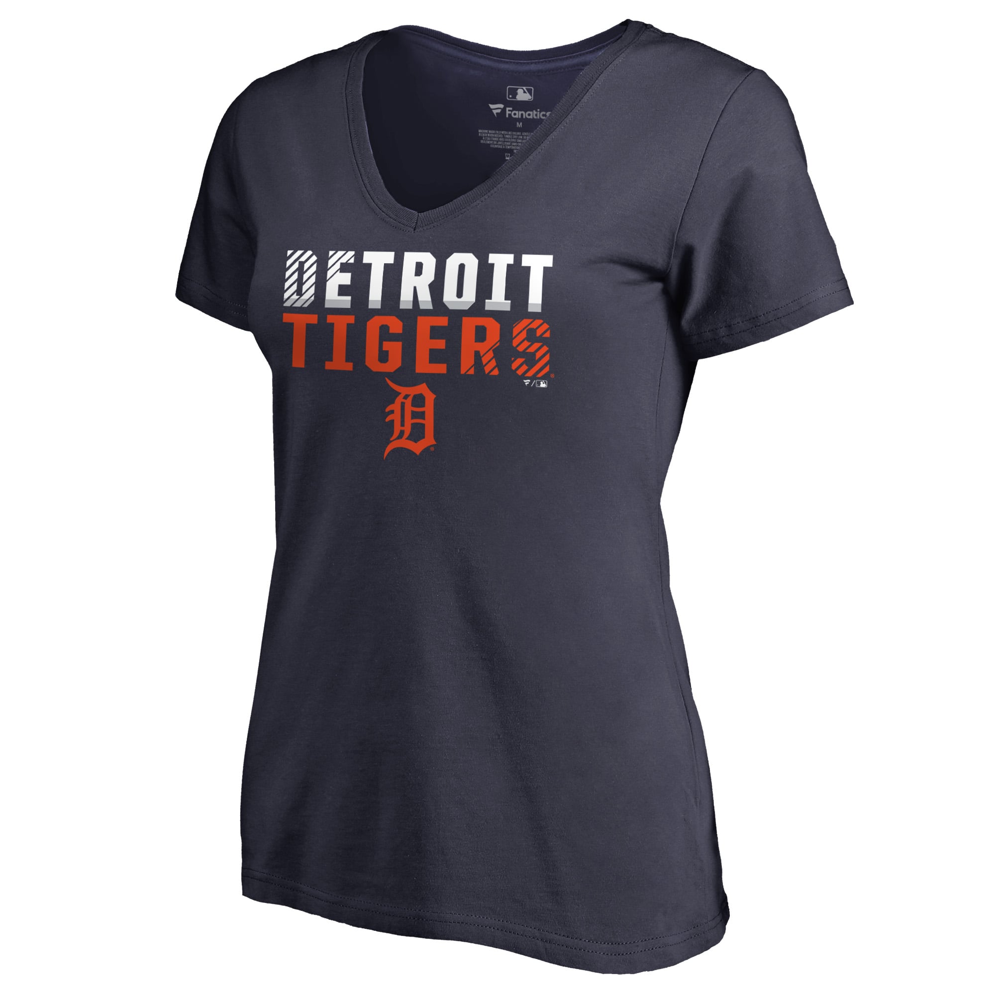 Women's Navy Detroit Tigers Fade Out V-Neck T-Shirt