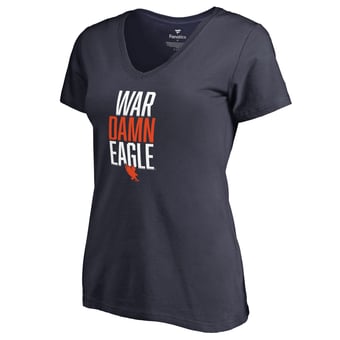Women's Navy Auburn Tigers Hometown Collection War Damn Eagle V-Neck T-Shirt