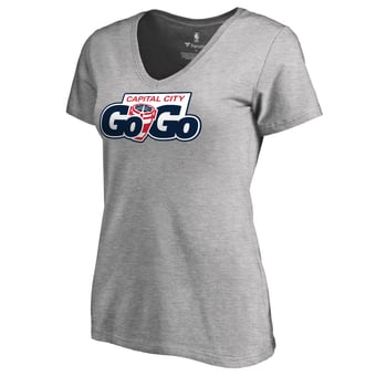 Women's Heathered Gray Capital City Go-Go Primary Logo V-Neck T-Shirt