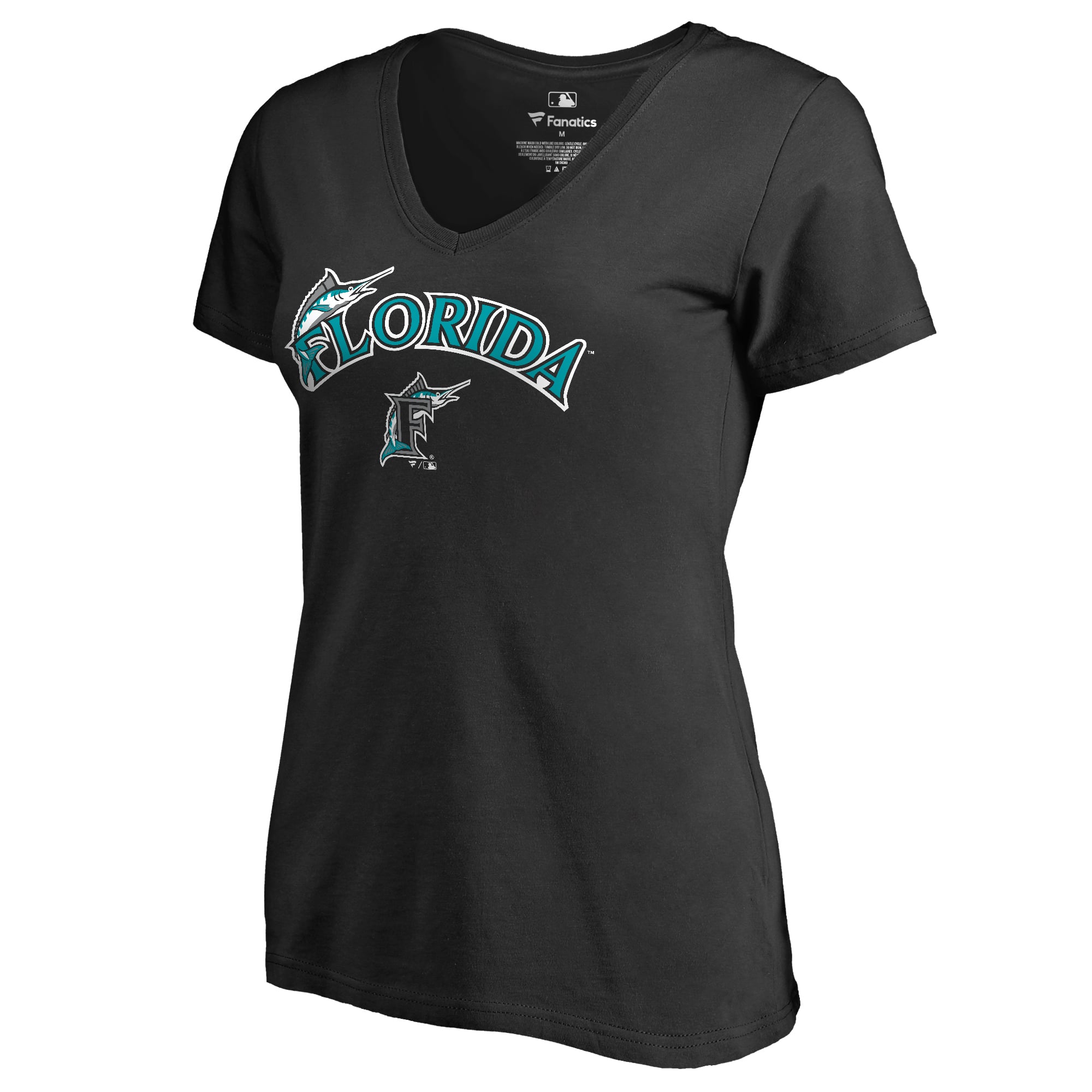 Women's Black Florida Marlins Core Wahconah V-Neck T-Shirt
