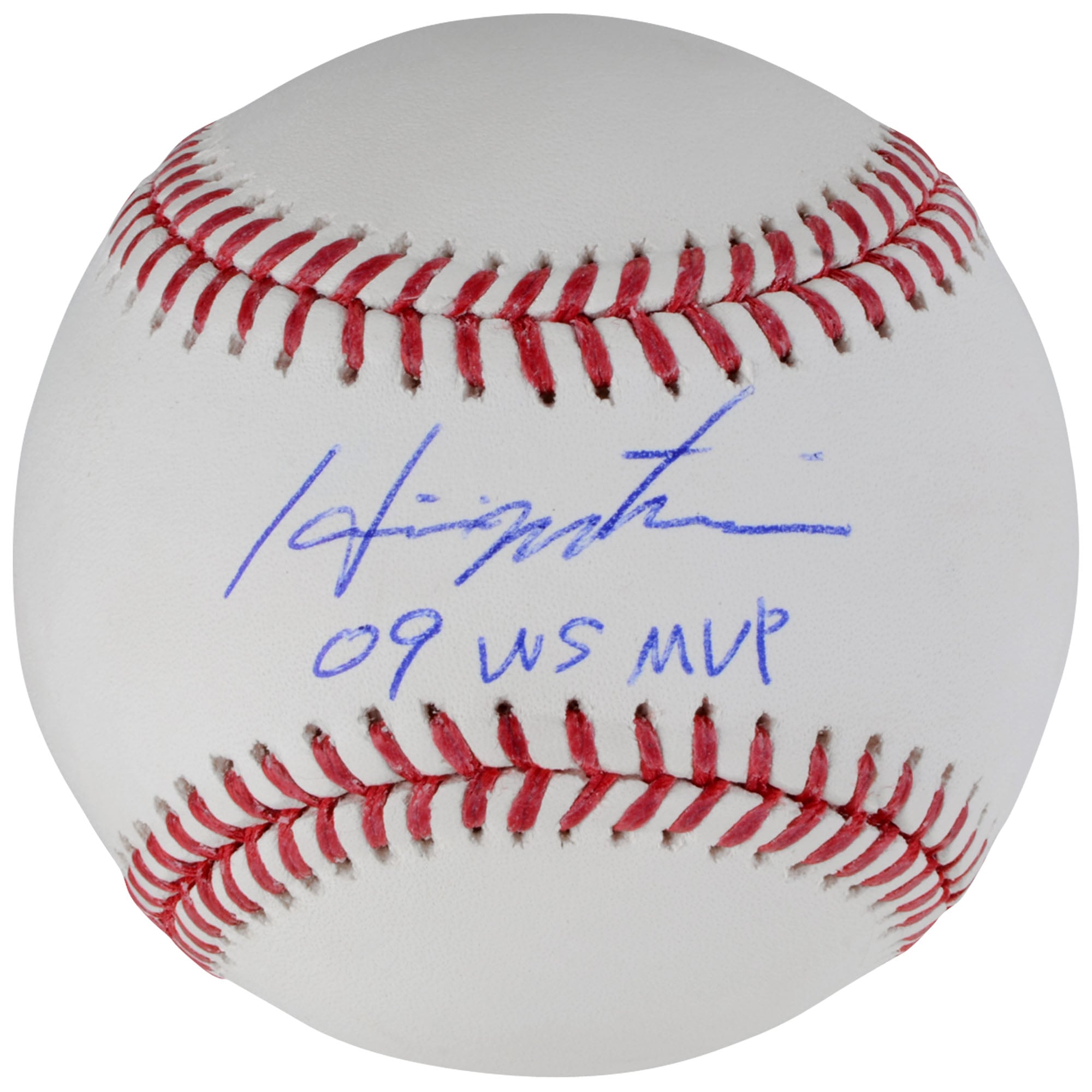 Pelota de béisbol autografiada por Hideki Matsui de los Yankees de Nueva York con la inscripción "09 WS MVP"