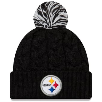 Women's New Era Black Pittsburgh Steelers Cozy Cable Cuffed Knit Hat