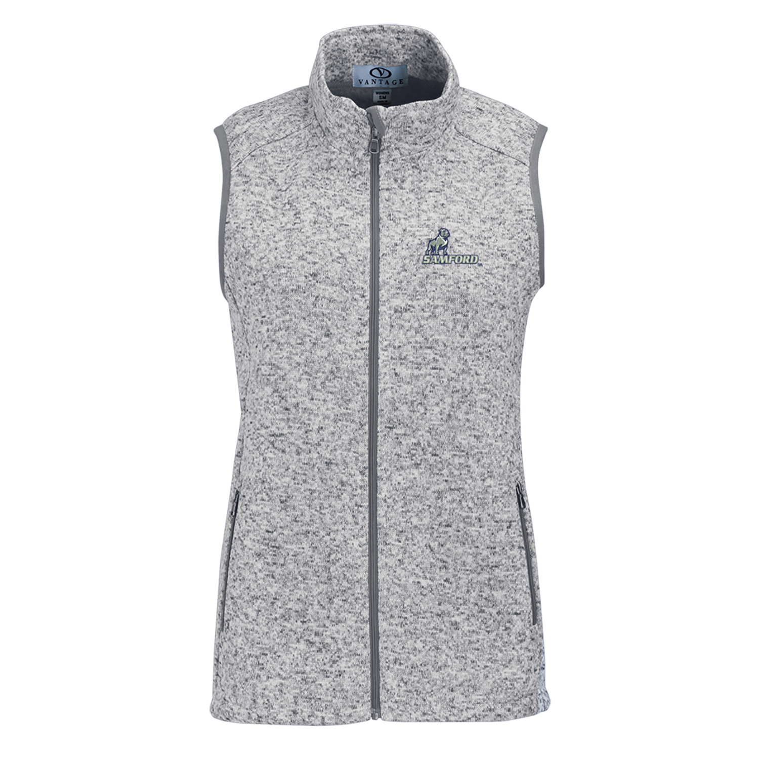 Women’s Heather Gray Samford Bulldogs Summit Fleece Full Zip Sweater Vest