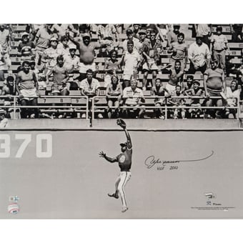 Andre Dawson Chicago Cubs Autographed 16" x 20" Catch at the Wall Photograph with "HOF 2010" Inscription
