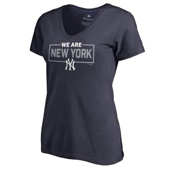 Women's Navy New York Yankees We Are Icon V-Neck T-Shirt