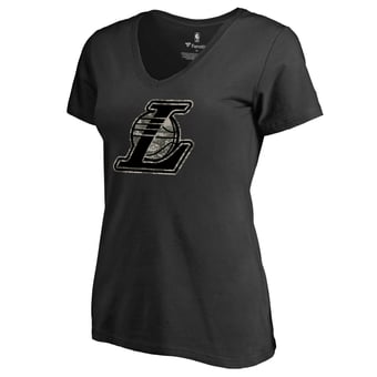 Women's Black Los Angeles Lakers Cloak Camo V-Neck T-Shirt