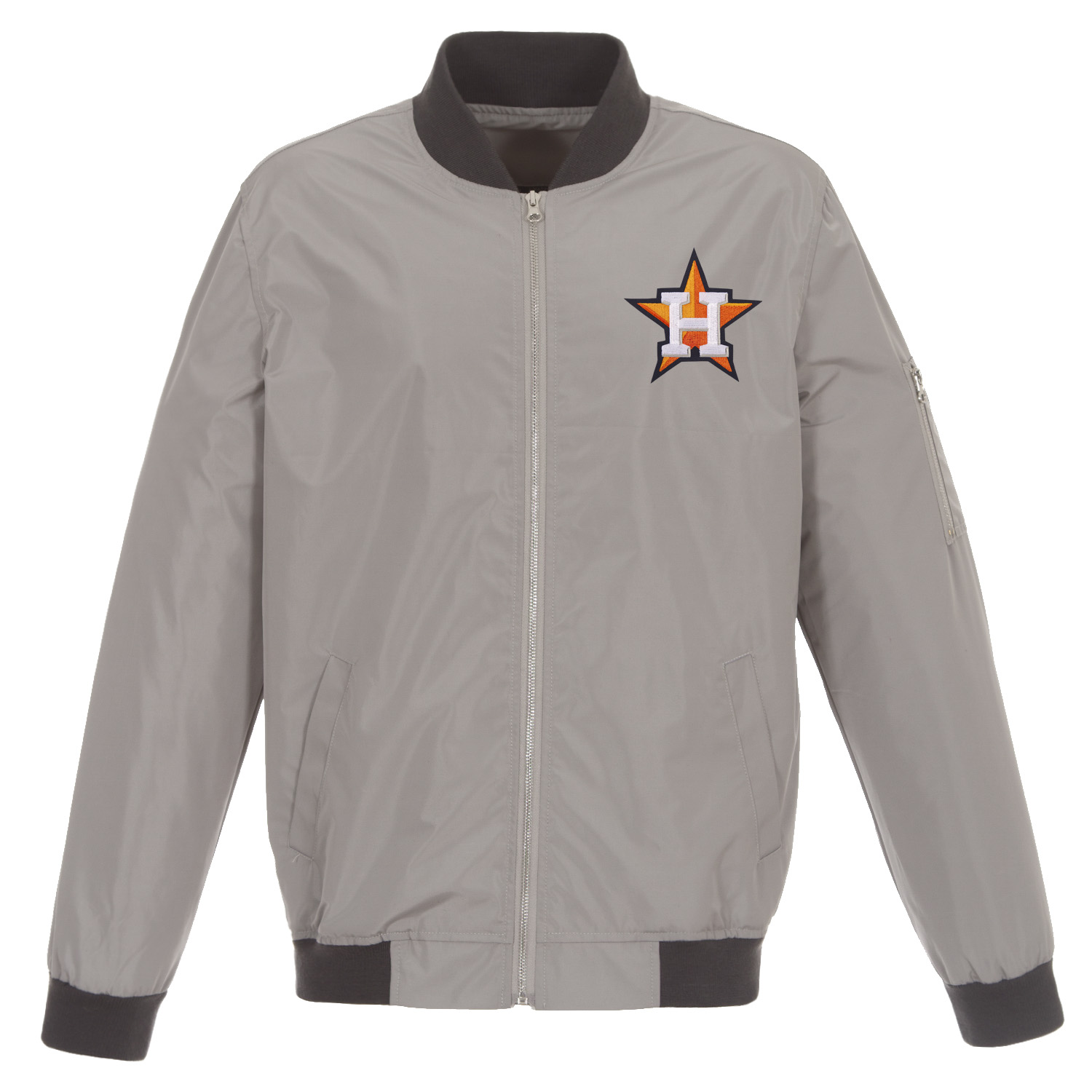 Men's JH Design Gray Houston Astros Lightweight Nylon Bomber Jacket