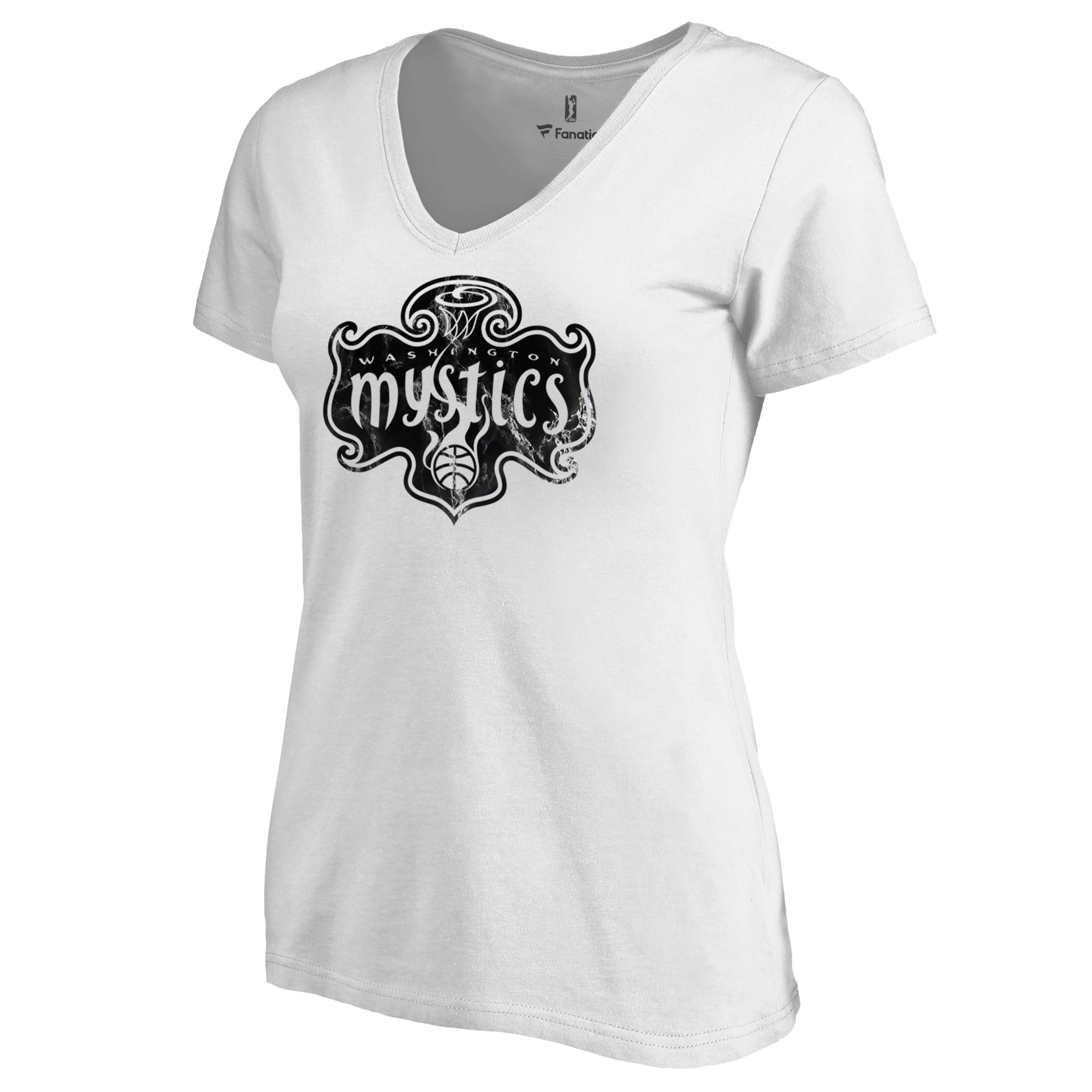 Women's White Washington Mystics Marble V-Neck T-Shirt
