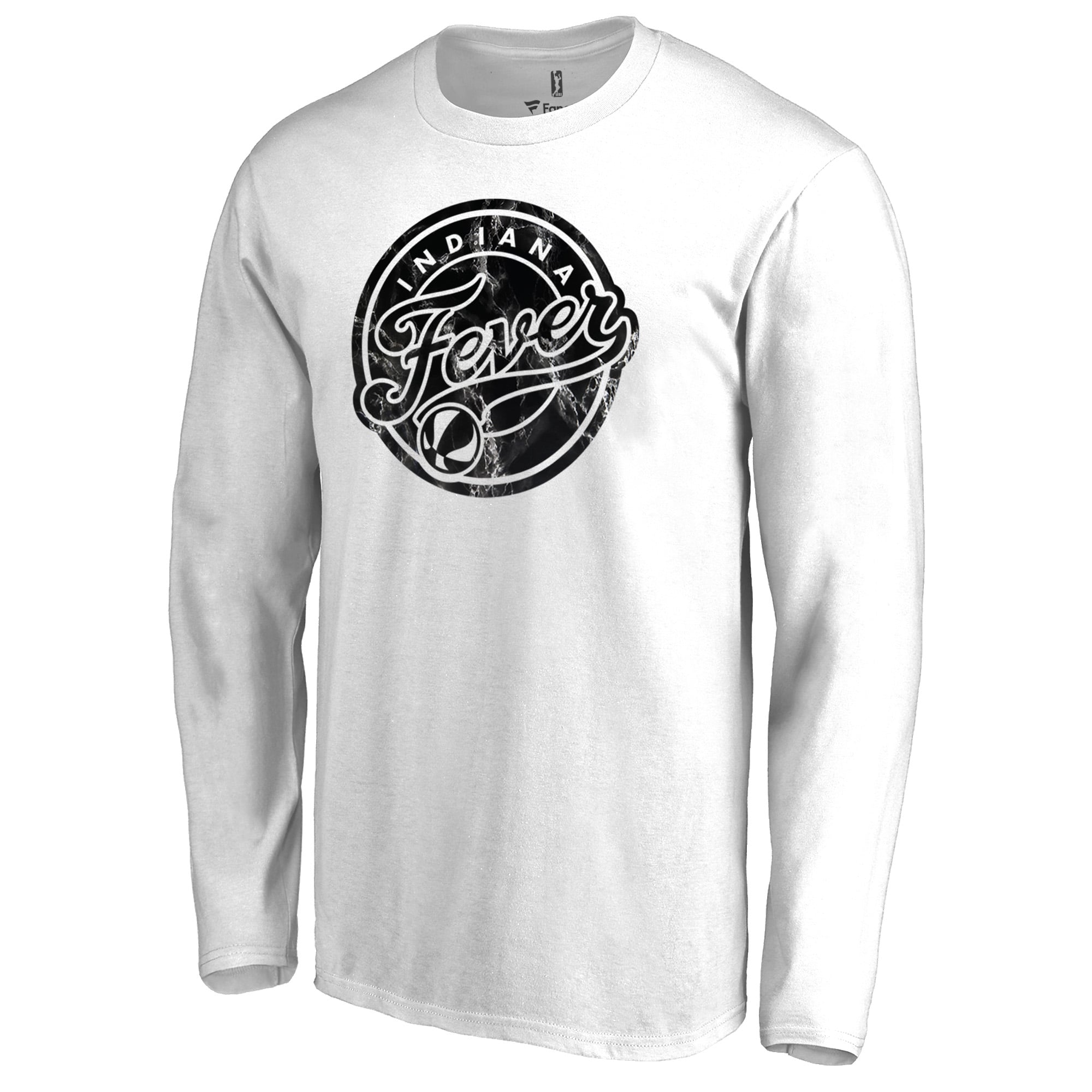 Men's White Indiana Fever Marble Long Sleeve T-Shirt