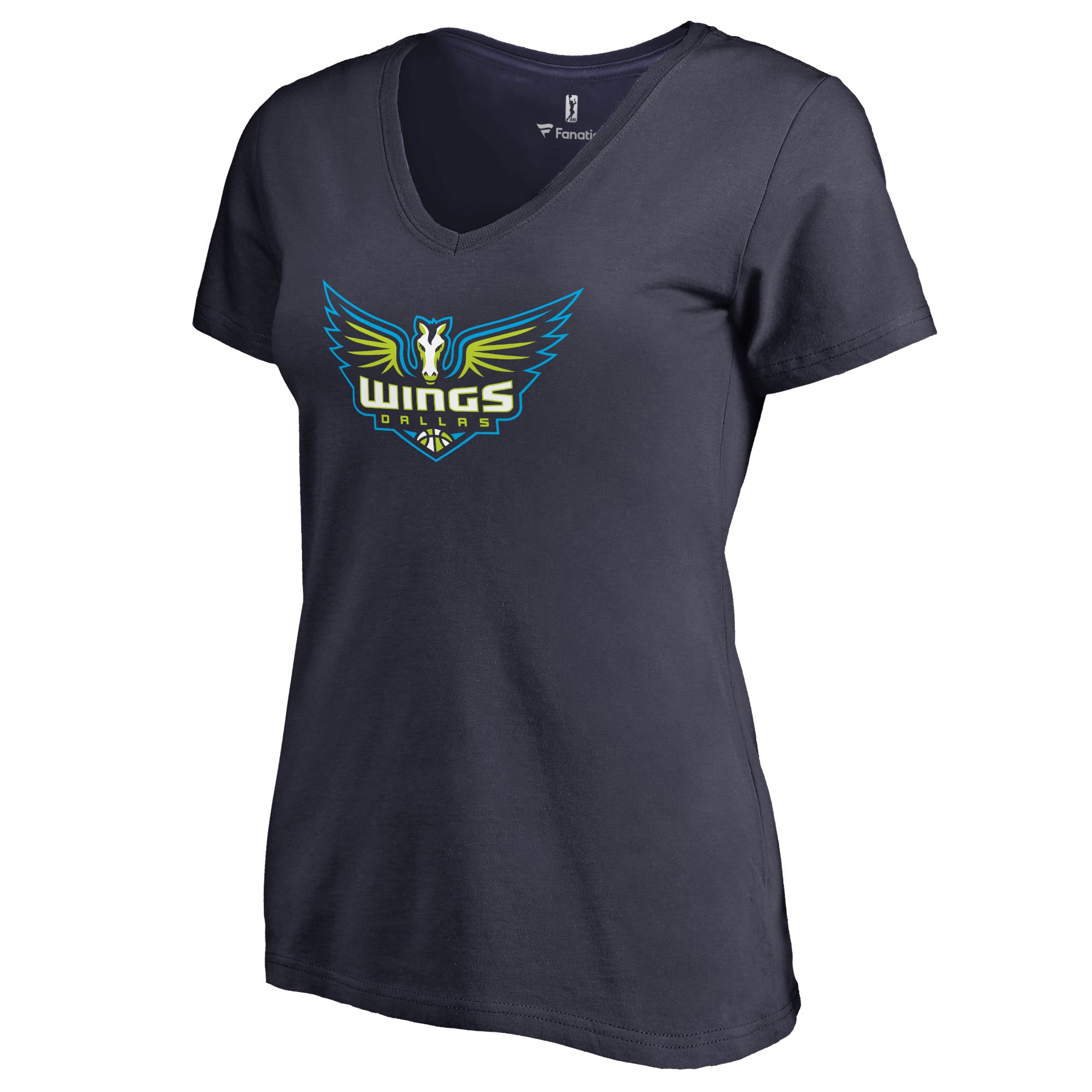 Women's Navy Dallas Wings Primary Logo V-Neck T-Shirt