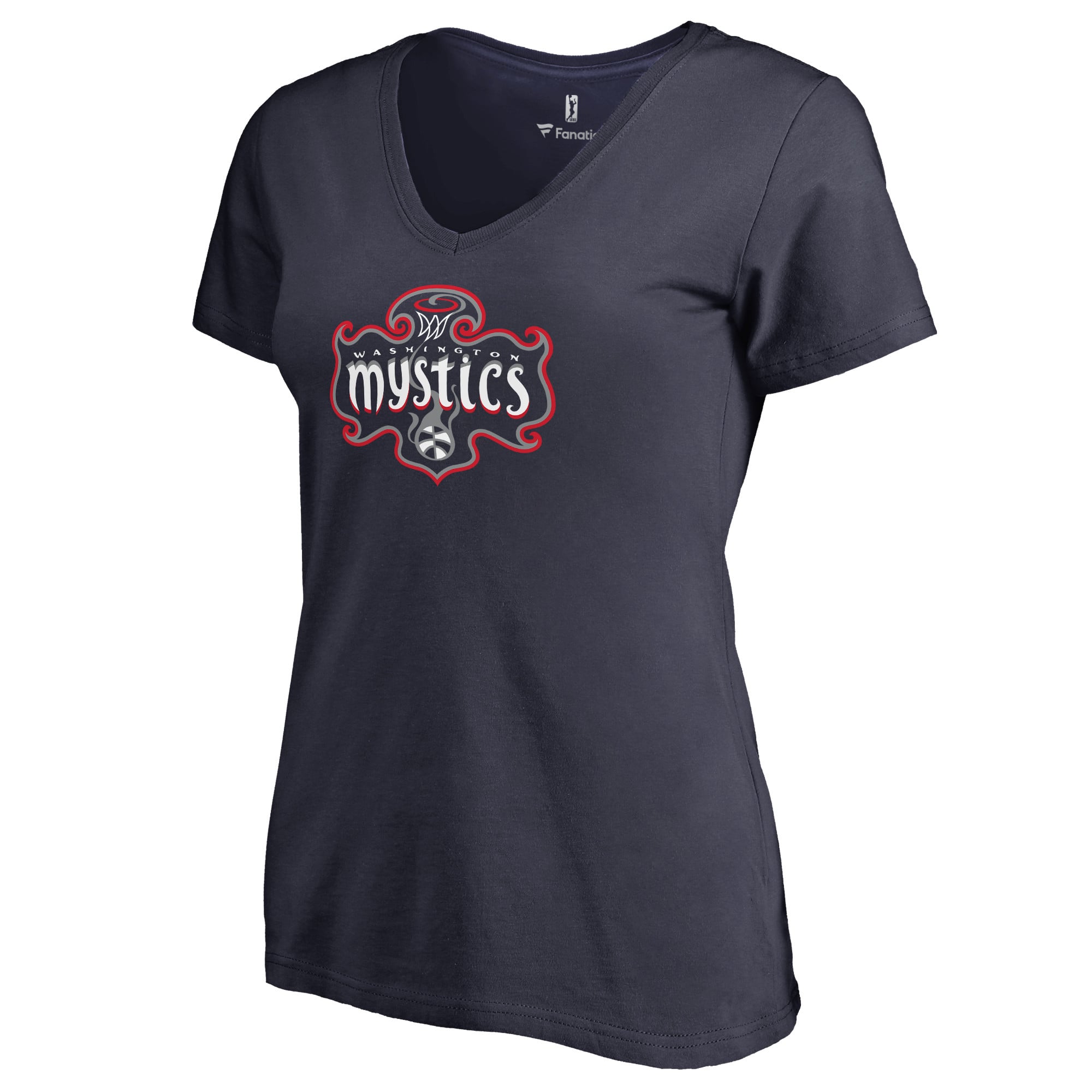 Women's Navy Washington Mystics Primary Logo V-Neck T-Shirt
