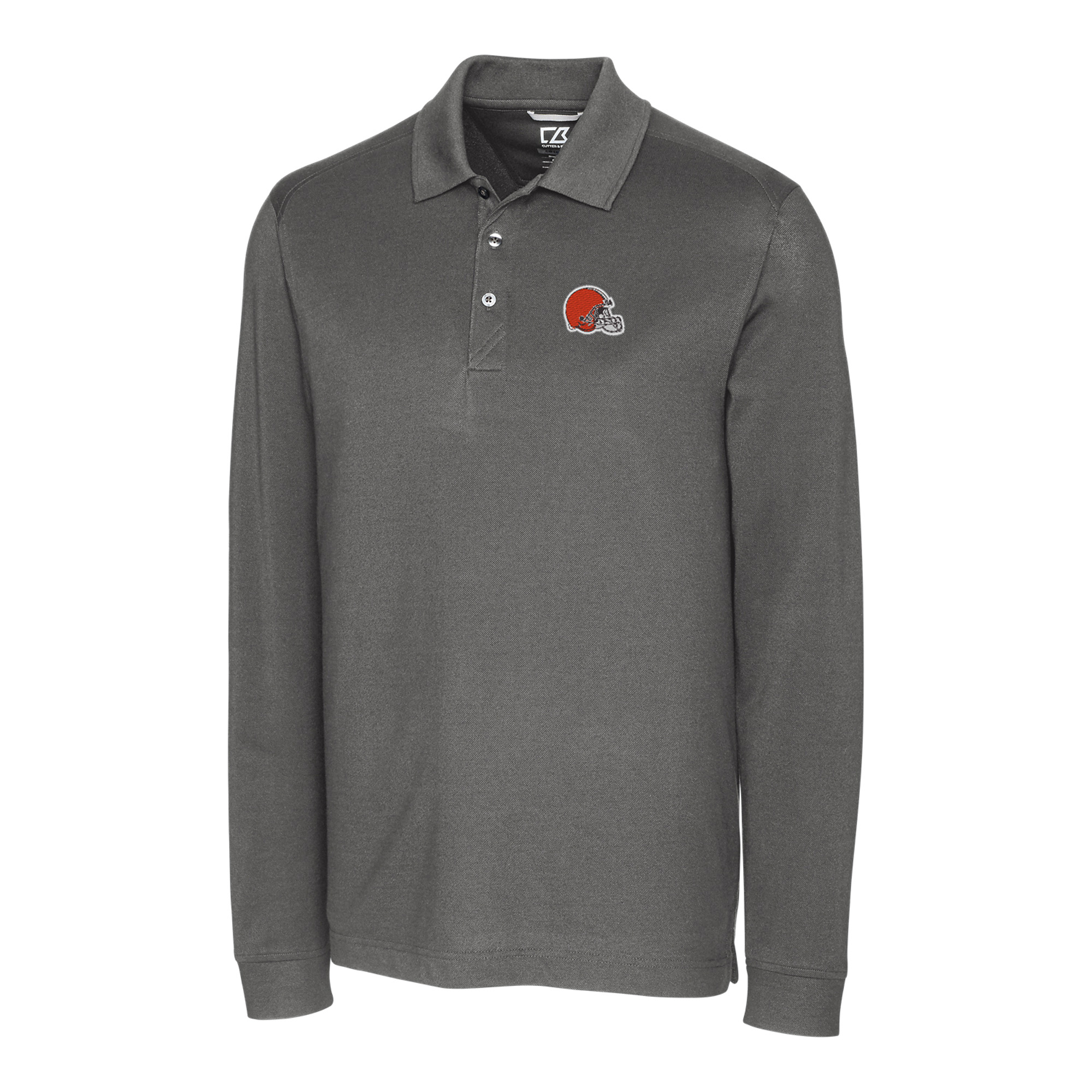 Men's Cutter & Buck Gray Cleveland Browns Big & Tall Advantage Long Sleeve Polo