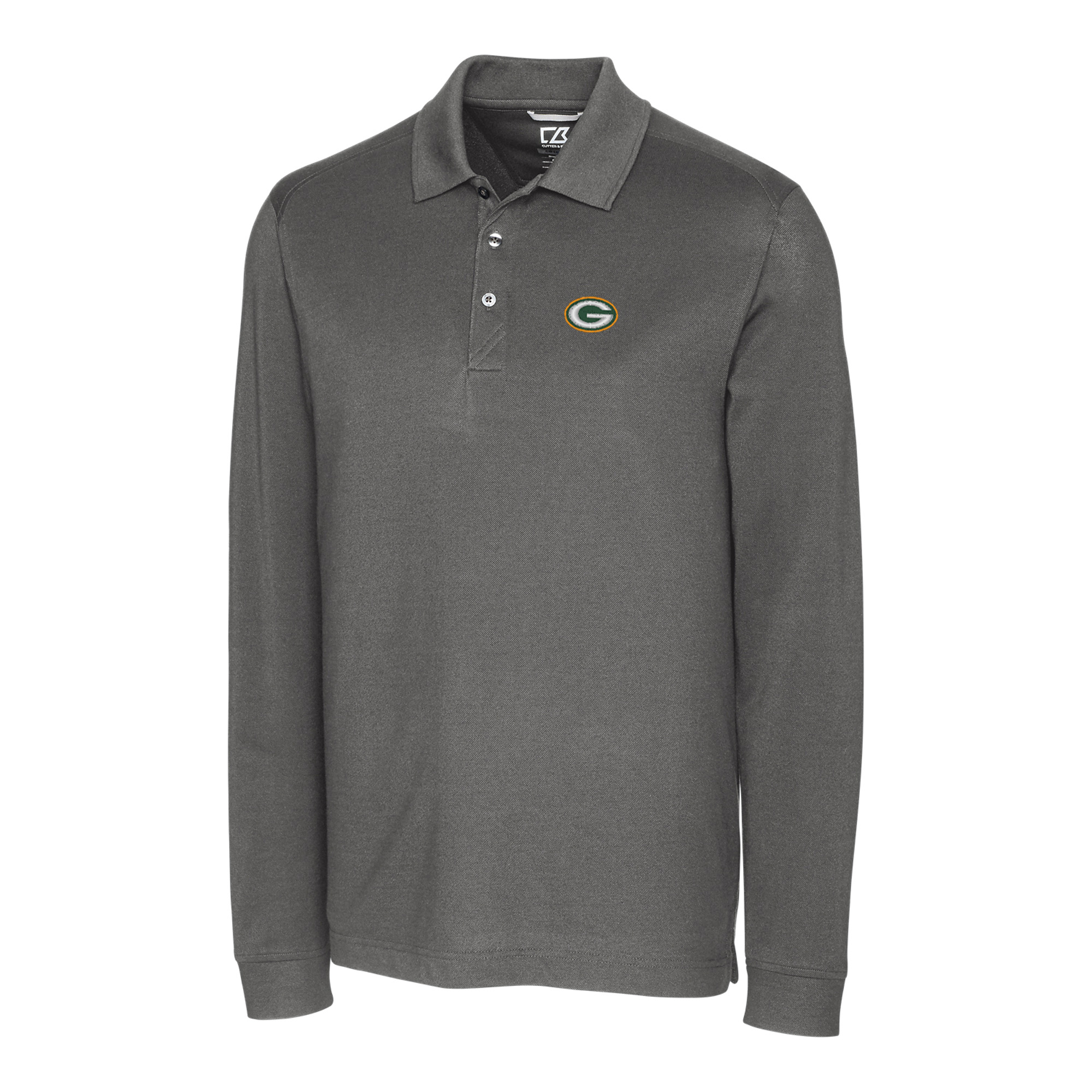 Men's Cutter & Buck Gray Green Bay Packers Big & Tall Advantage Long Sleeve Polo