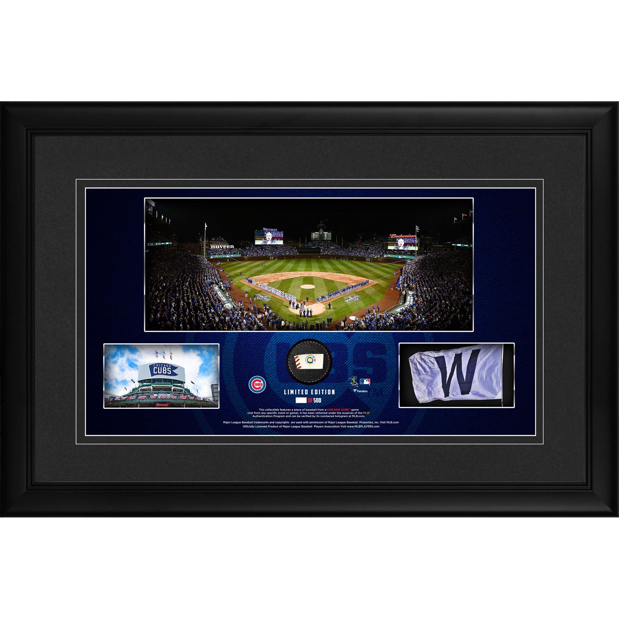 Chicago Cubs Framed 10″ x 18″ Stadium Panoramic Collage with a Piece of Game-Used Baseball – Limited Edition of 500 Chicago Cubs Framed 10″ x 18″ Stadium Panoramic Collage with a Piece of Game-Used Baseball – Limited Edition of 500