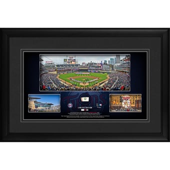Minnesota Twins Framed 10" x 18" Stadium Panoramic Collage with a Piece of Game-Used Baseball - Limited Edition of 500