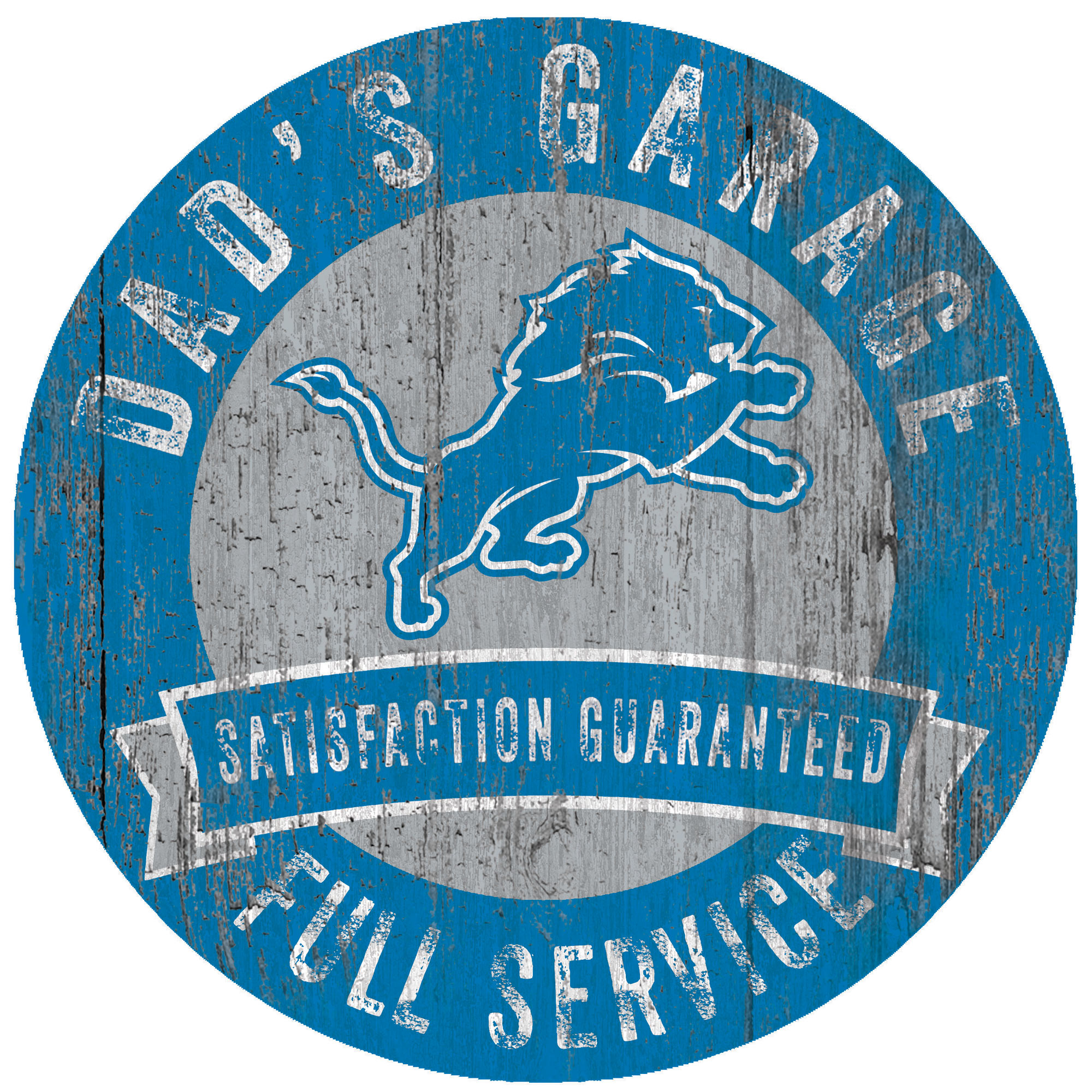 Detroit Lions 12" x 12" Dad's Garage Sign