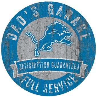 Detroit Lions 12" x 12" Dad's Garage Sign