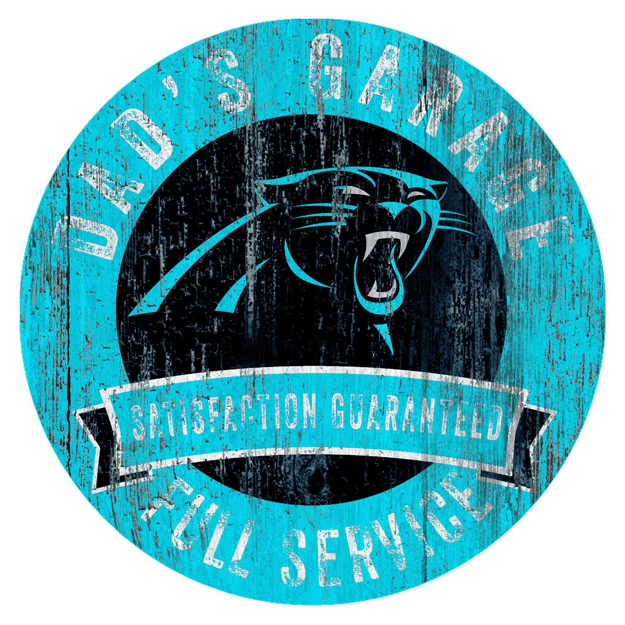 Carolina Panthers 12" x 12" Dad's Garage Sign
