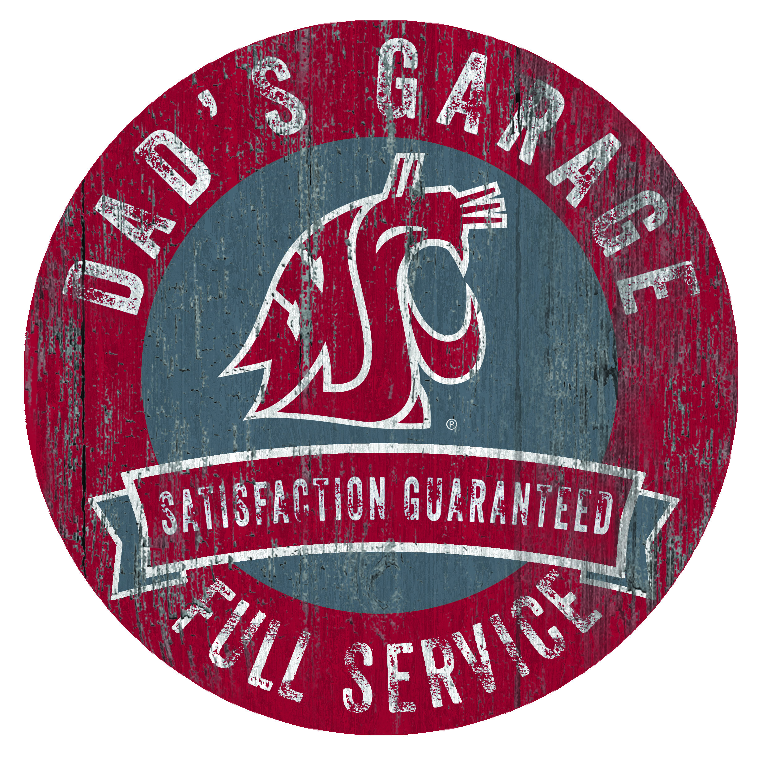 Washington State Cougars 12" x 12" Dad's Garage Sign