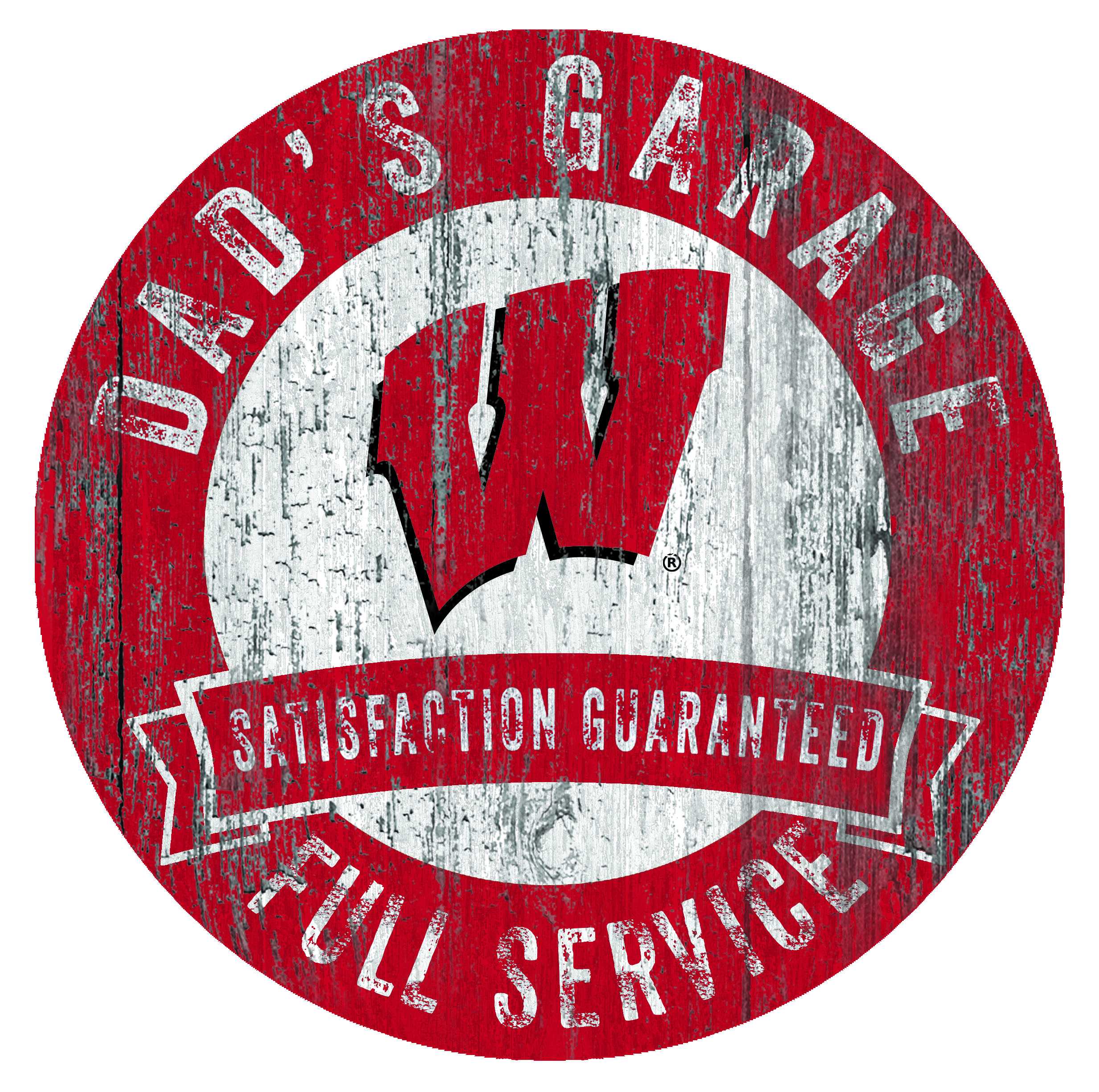 Wisconsin Badgers 12" x 12" Dad's Garage Sign