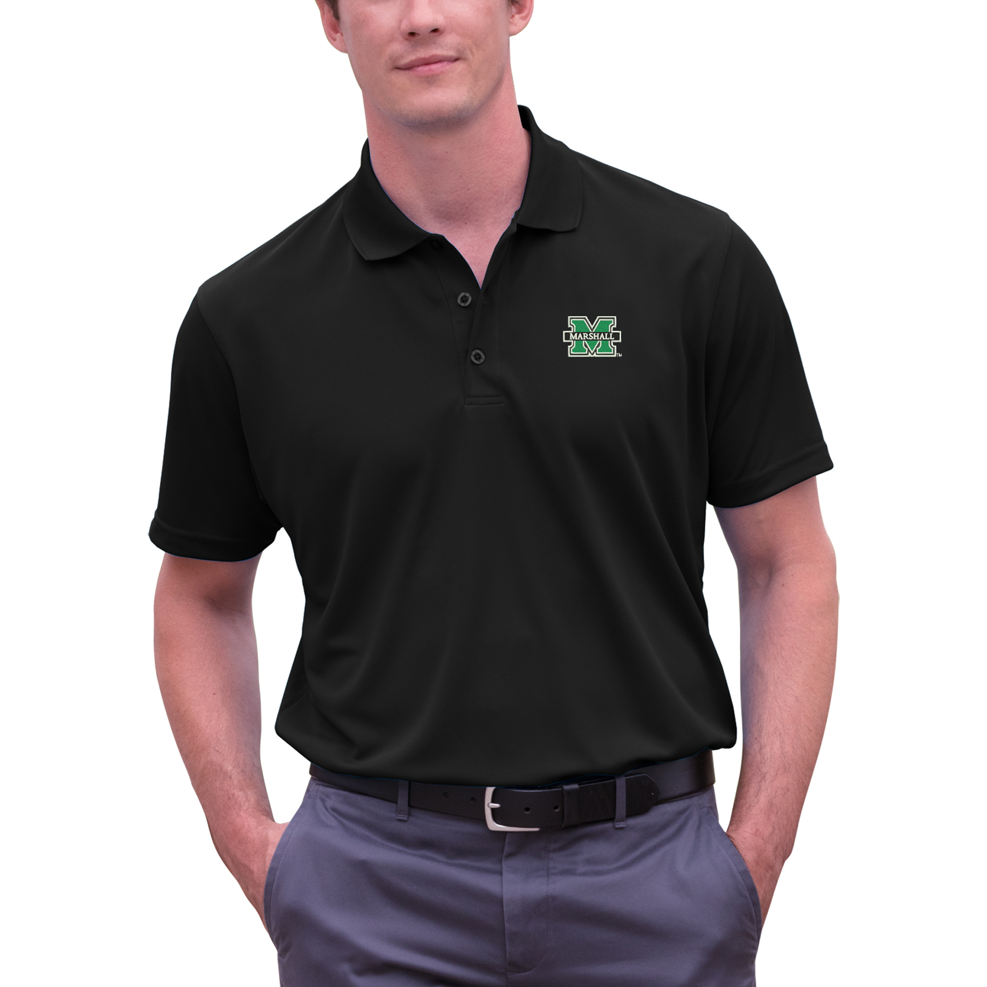 Men’s Black Marshall Thundering Herd Big & Tall Vansport Omega Tech Polo Men’s Black Marshall Thundering Herd Big & Tall Vansport Omega Tech Polo