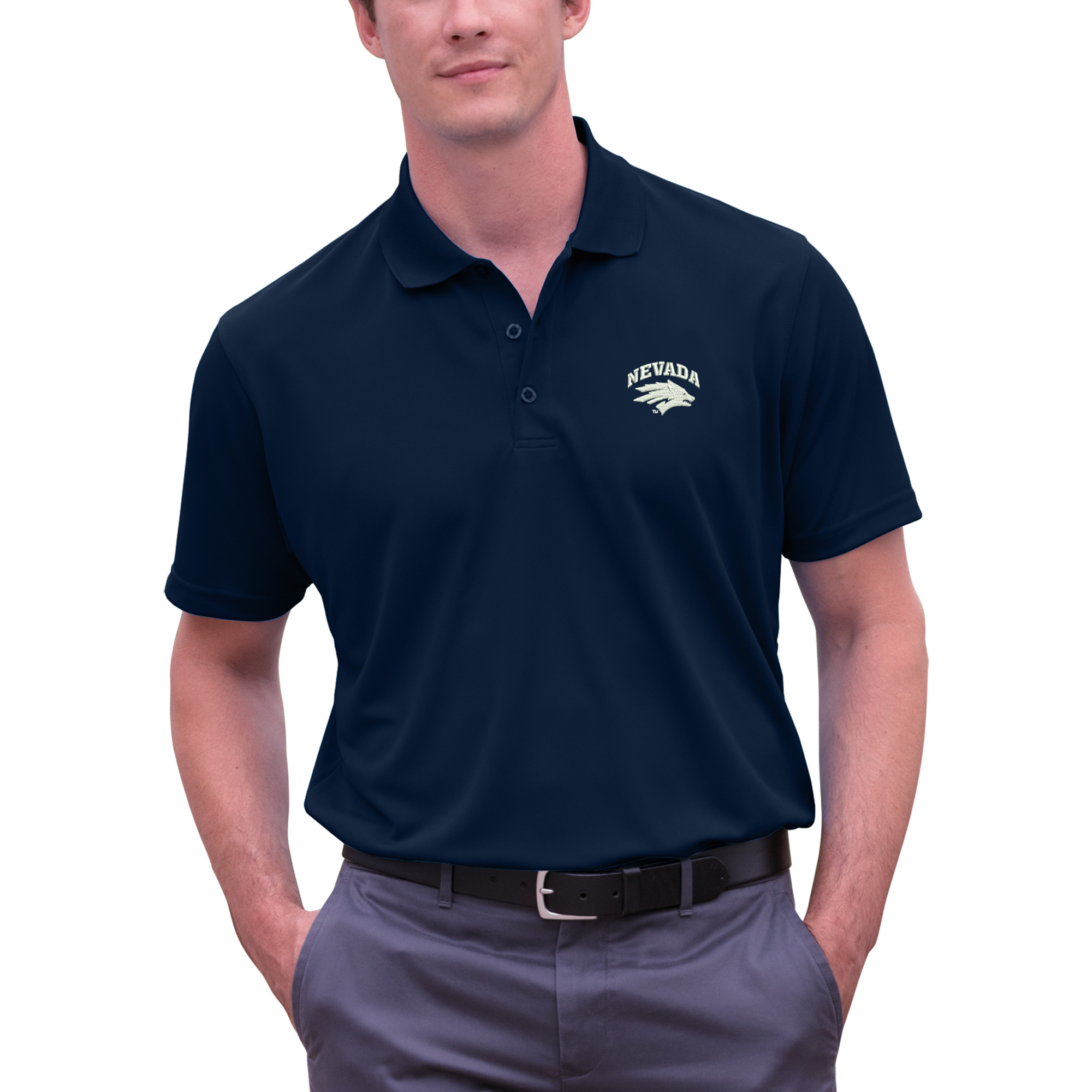 Men’s Navy Nevada Wolf Pack Big & Tall Vansport Omega Tech Polo Men’s Navy Nevada Wolf Pack Big & Tall Vansport Omega Tech Polo