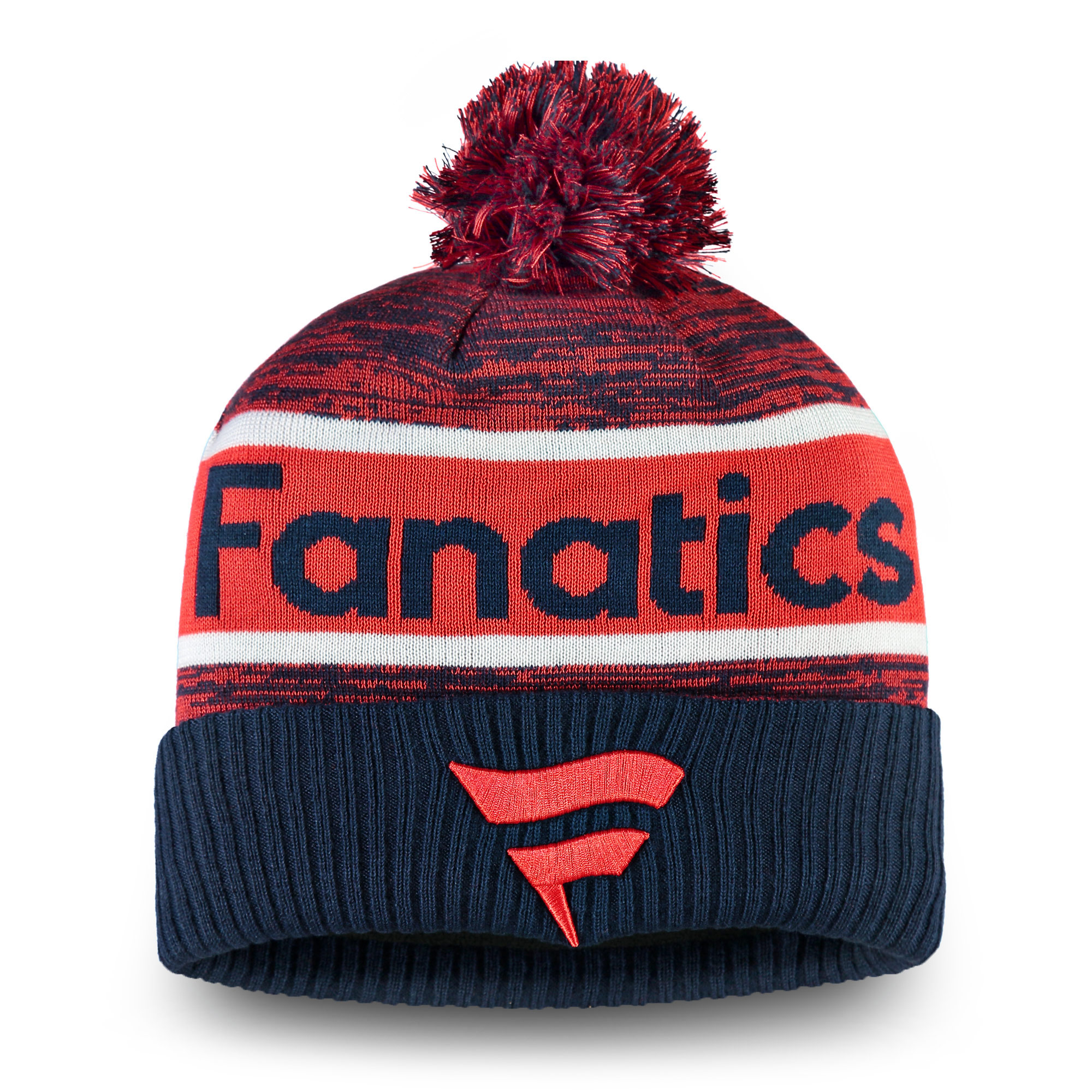 Fanatics Corp Rinkside Cuffed Knit Hat with Pom - Red/Navy