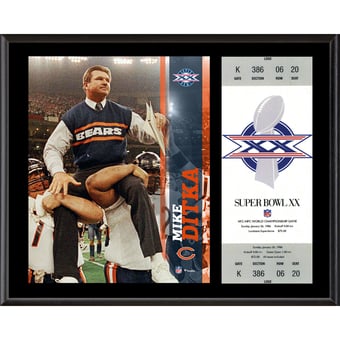 Mike Ditka Chicago Bears 12'' x 15'' Super Bowl XX Plaque with Replica Ticket