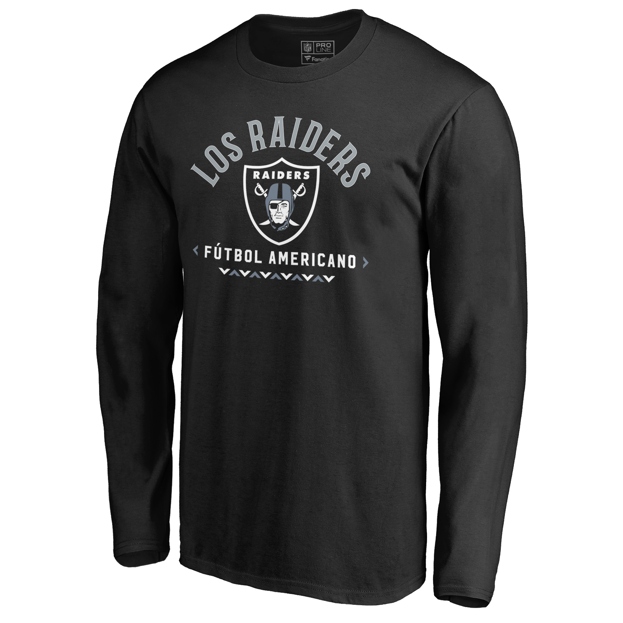 Men’s Black Las Vegas Raiders Futbol Americano Long Sleeve T-Shirt Men’s Black Las Vegas Raiders Futbol Americano Long Sleeve T-Shirt