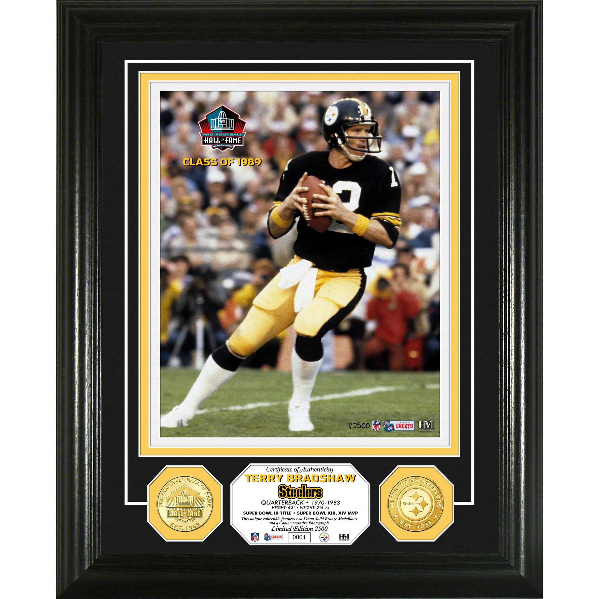 Highland Mint Terry Bradshaw Pittsburgh Steelers Hall of Fame Induction Photomint