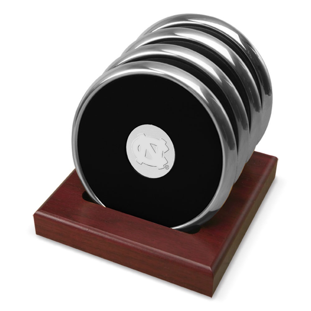 Silver North Carolina Tar Heels 4-Pack Coaster Set