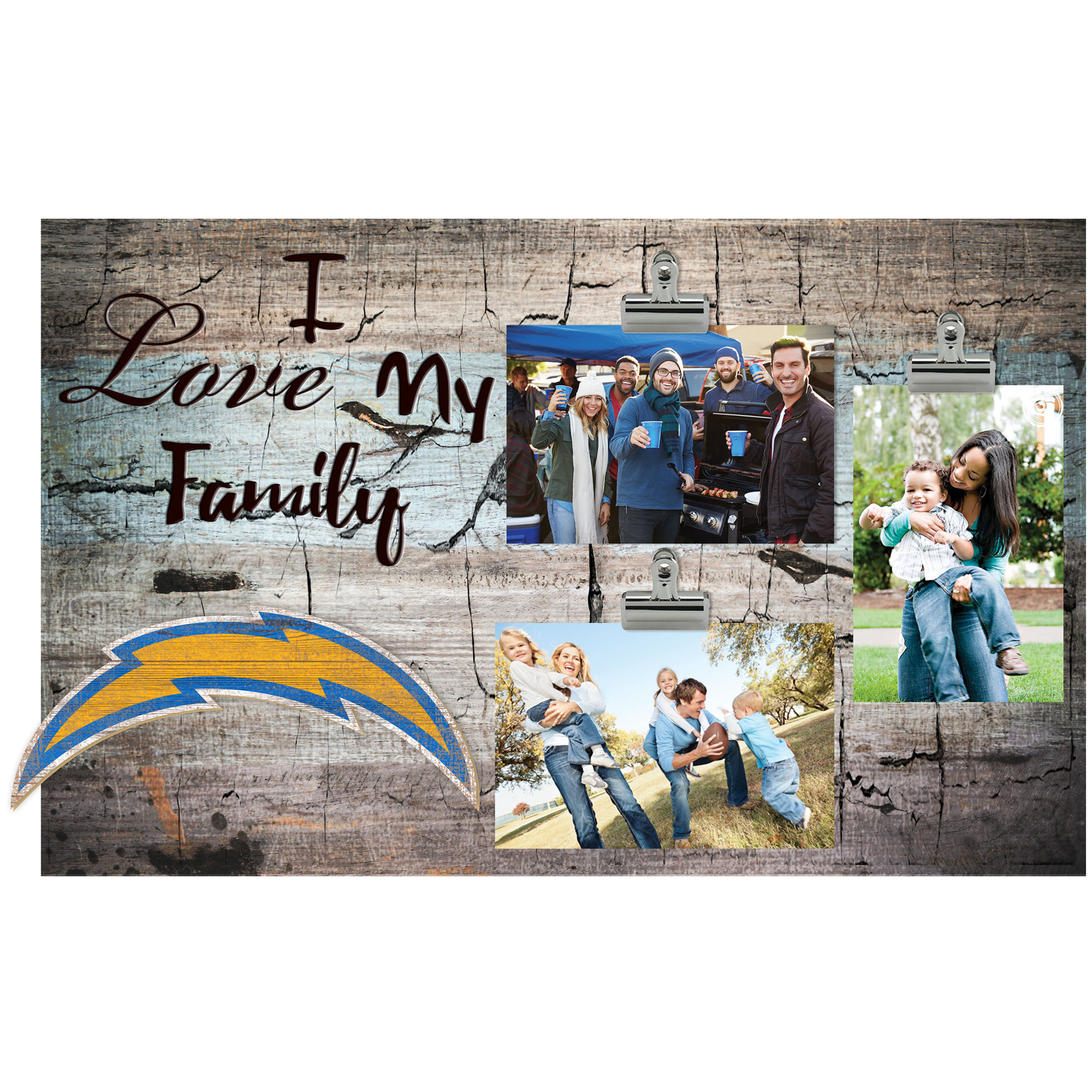 Los Angeles Chargers 11" x 19" I Love My Family Clip Photo Frame
