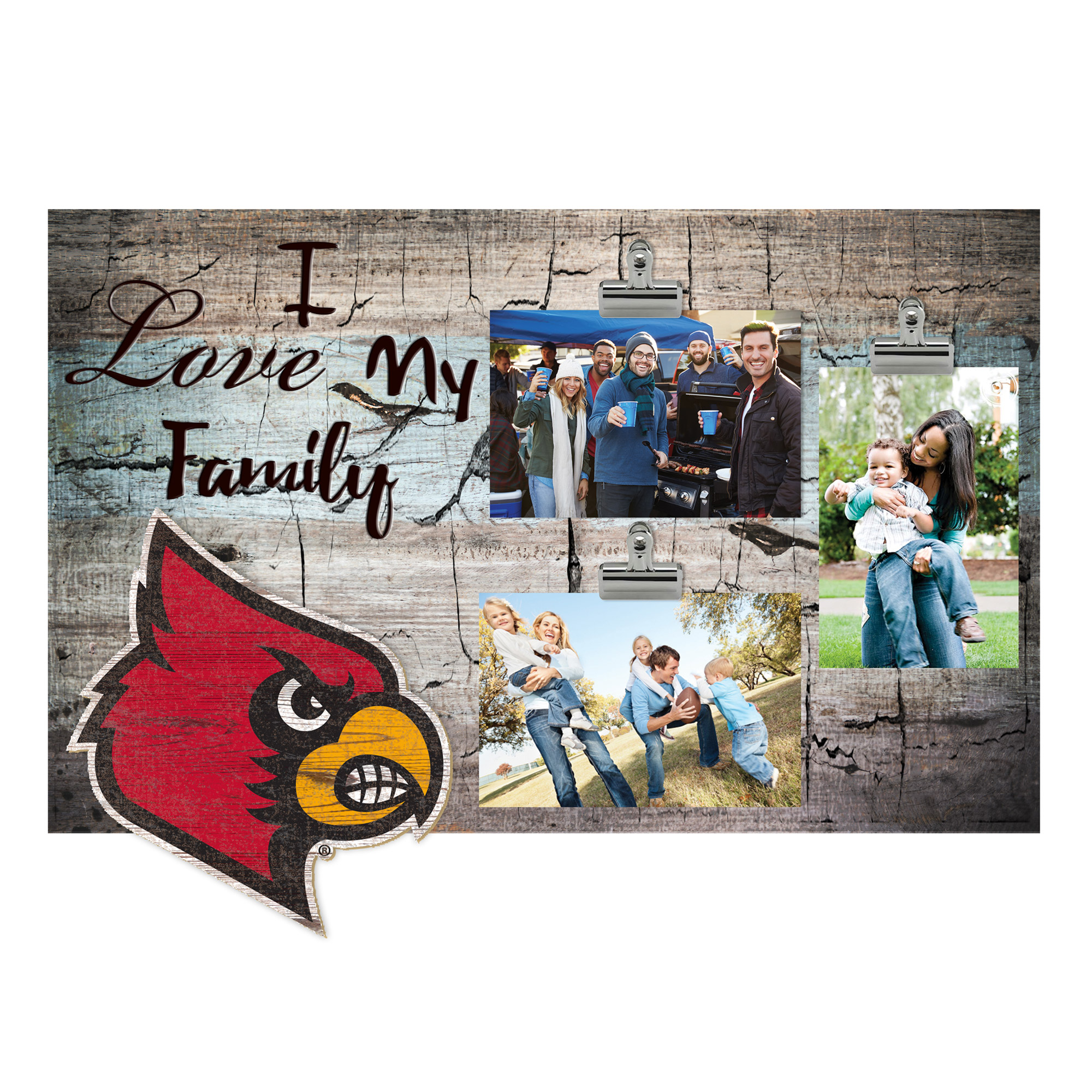 Louisville Cardinals 11" x 19" I Love My Family Clip Photo Frame