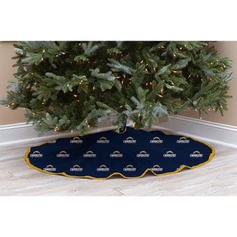 Navy LA Chargers Micro Plush Christmas Tree Skirt