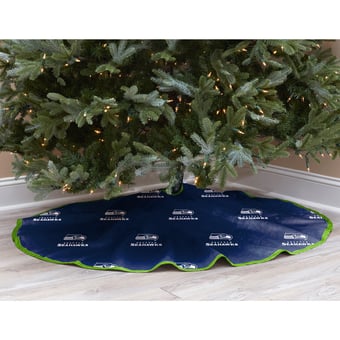 Blue Seattle Seahawks Micro Plush Christmas Tree Skirt