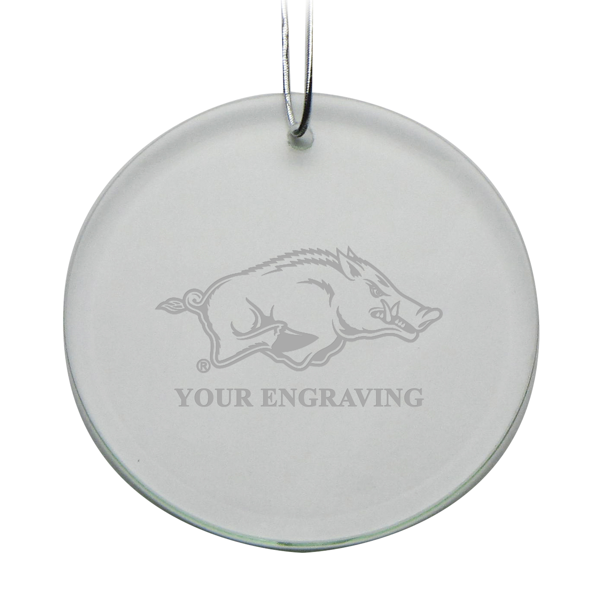 Arkansas Razorbacks Round Crystal Personalized Ornament