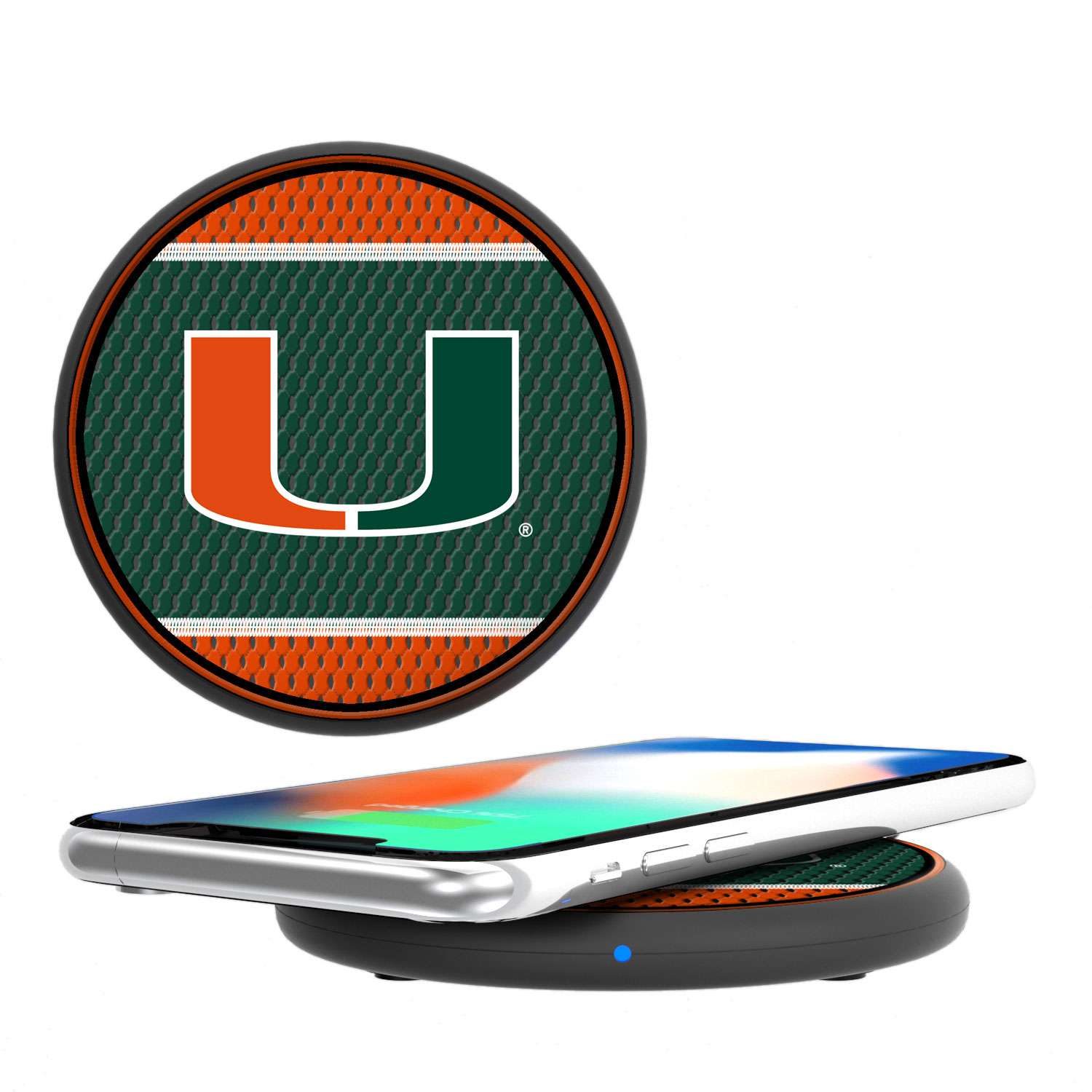 Keyscaper  Miami Hurricanes 15 Watt Wireless Induction Charger
