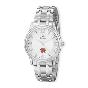 Men's Bulova Silver Maryland Terrapins Stainless Steel Quartz Watch