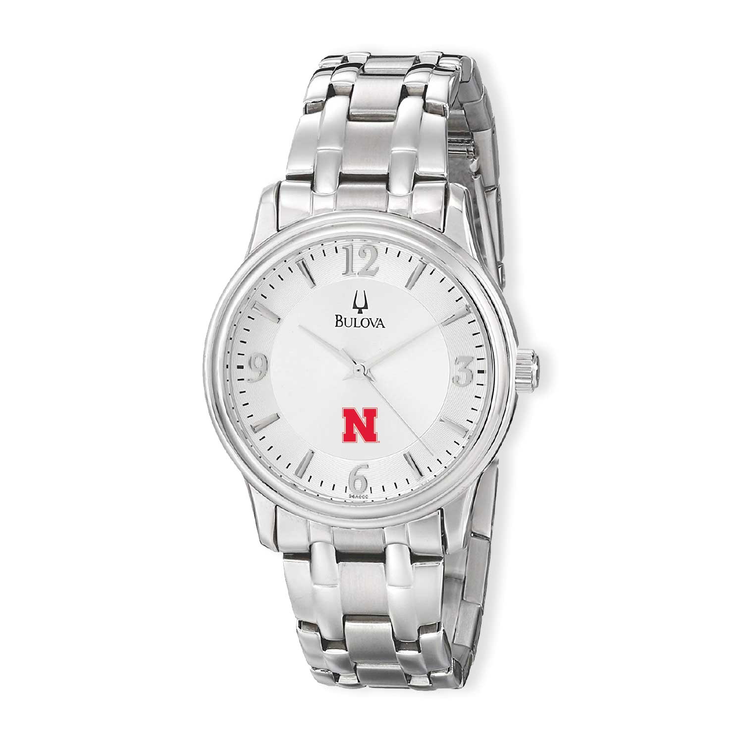 Men's Bulova Silver Nebraska Huskers Stainless Steel Quartz Watch