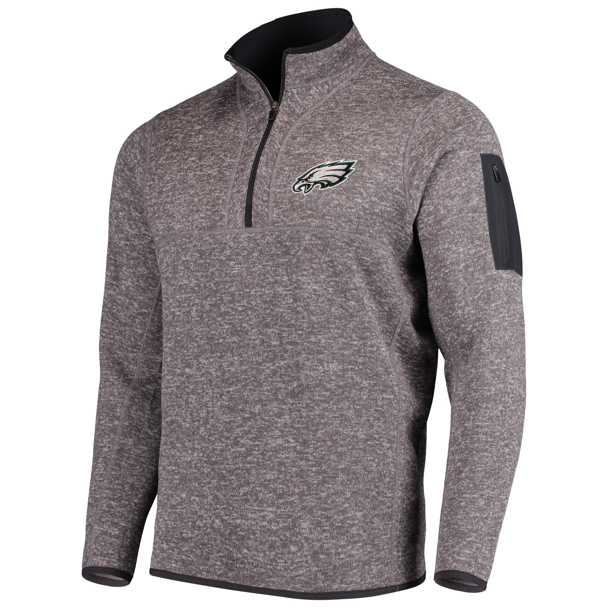 Men's Antigua Charcoal Philadelphia Eagles Fortune Quarter-Zip Pullover Jacket