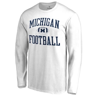Men's White Michigan Wolverines First Sprint Long Sleeve T-Shirt