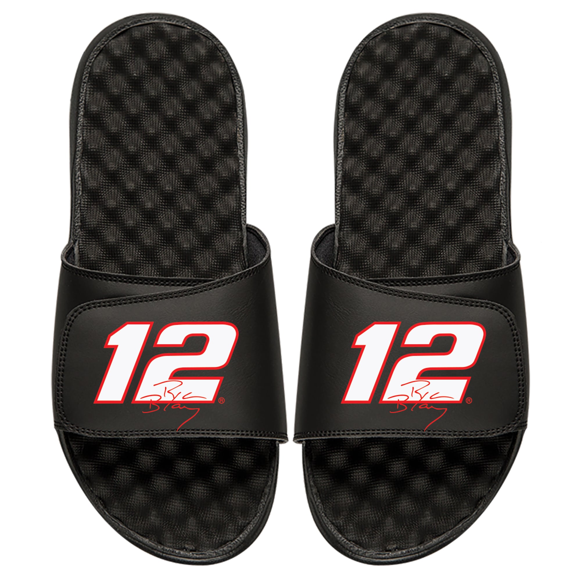 Men’s ISlide Black Ryan Blaney NASCAR Driver Name & Number Slide Sandals Men’s ISlide Black Ryan Blaney NASCAR Driver Name & Number Slide Sandals