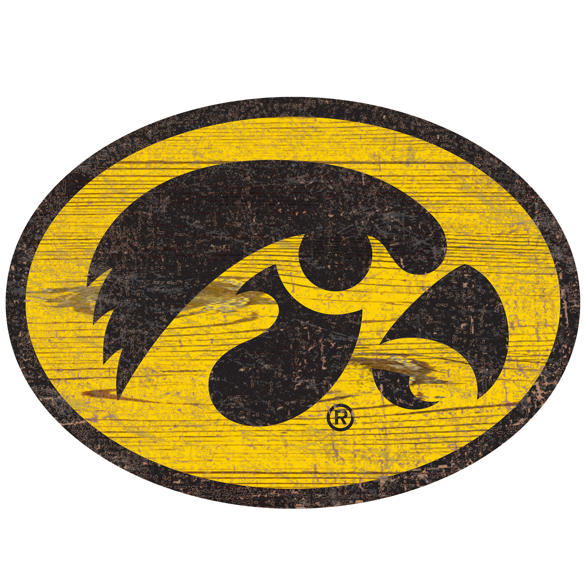 Iowa Hawkeyes Distressed Logo Cutout Sign