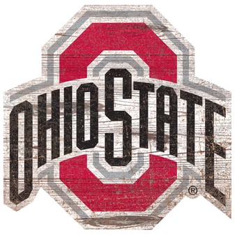 Ohio State Buckeyes Distressed Logo Cutout Sign