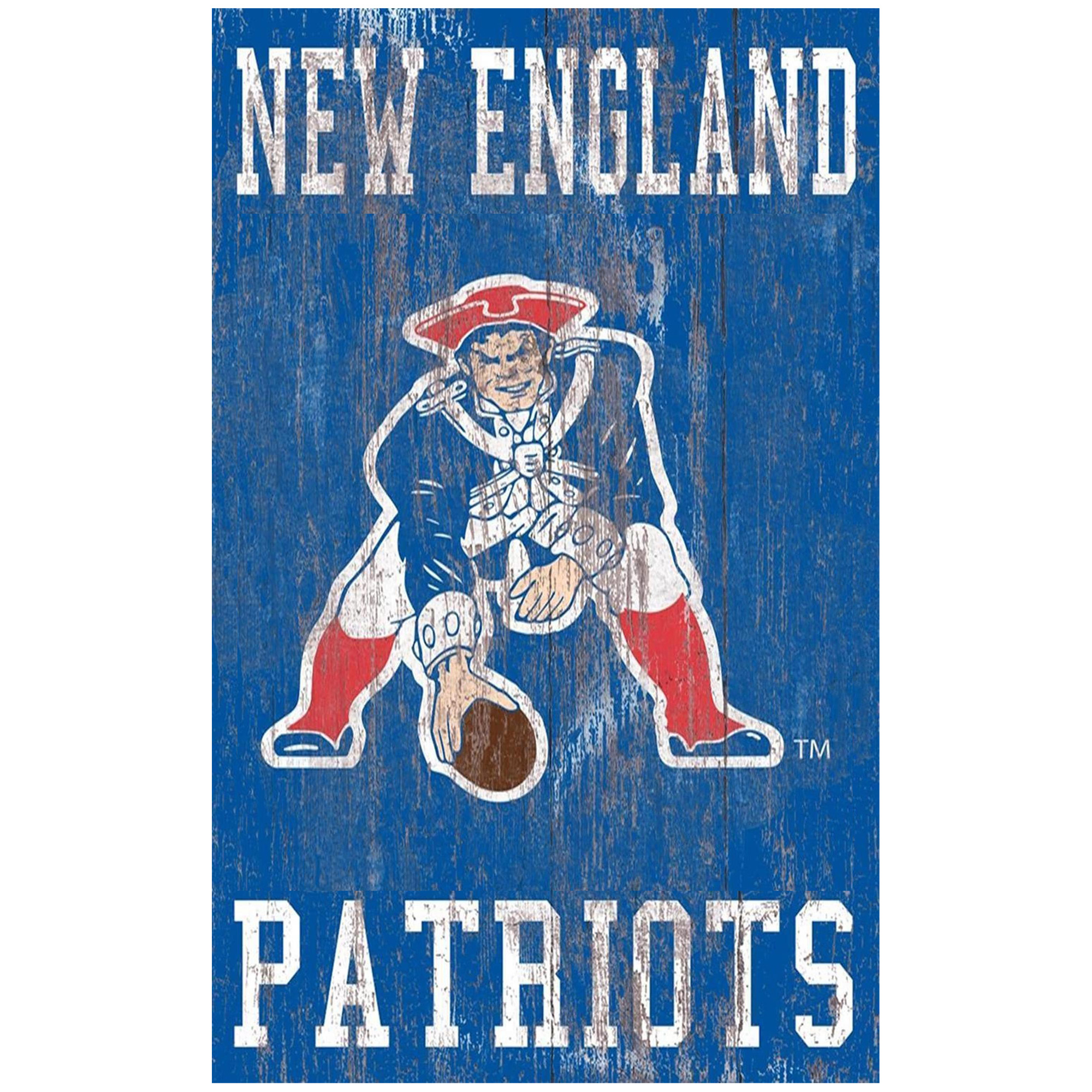 New England Patriots 11'' x 19'' Heritage Distressed Logo Sign