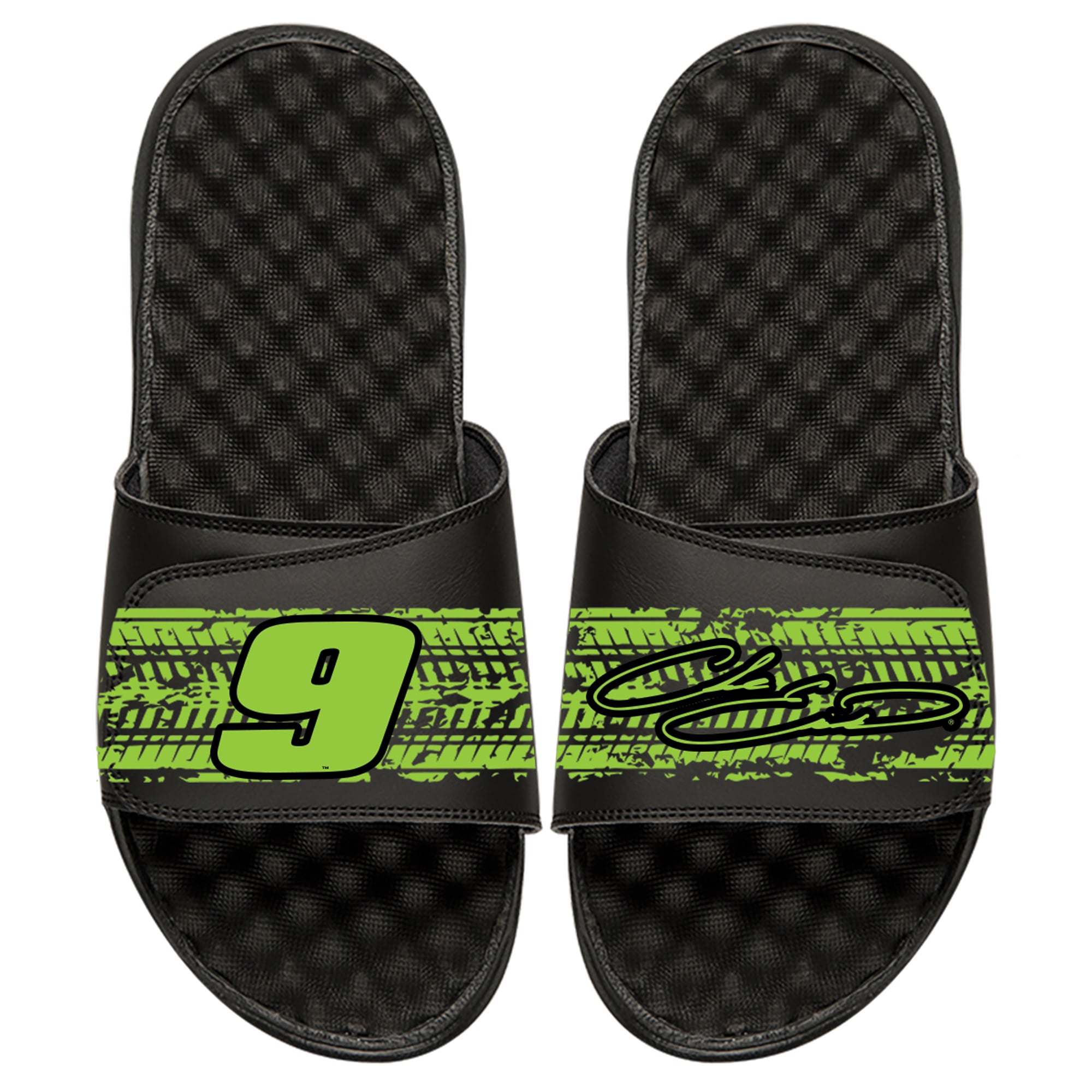 Men’s ISlide Black Chase Elliott Driver Tire Marks Slide Sandals Men’s ISlide Black Chase Elliott Driver Tire Marks Slide Sandals