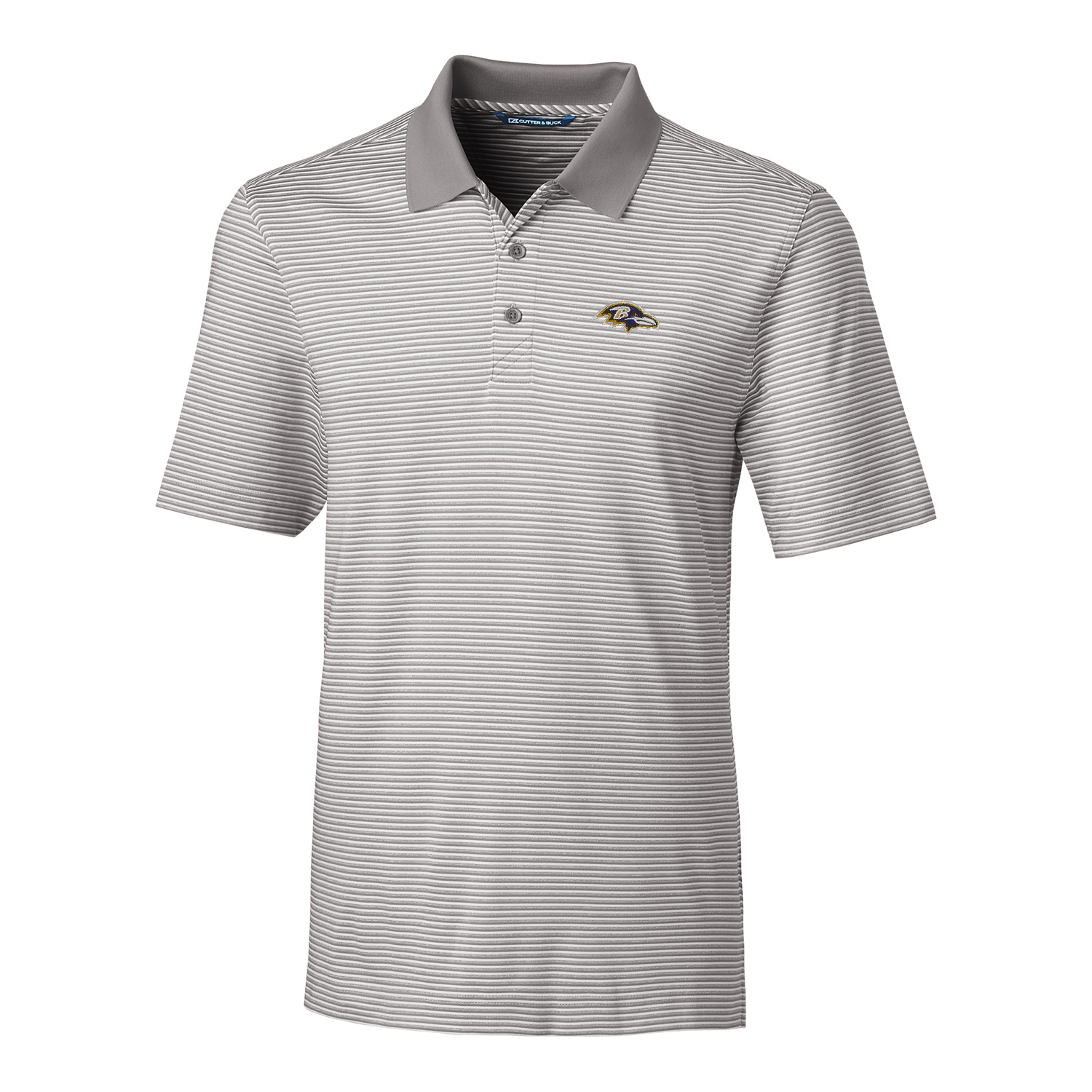 Men's Cutter & Buck Gray Baltimore Ravens Big & Tall Forge Tonal Stripe Polo
