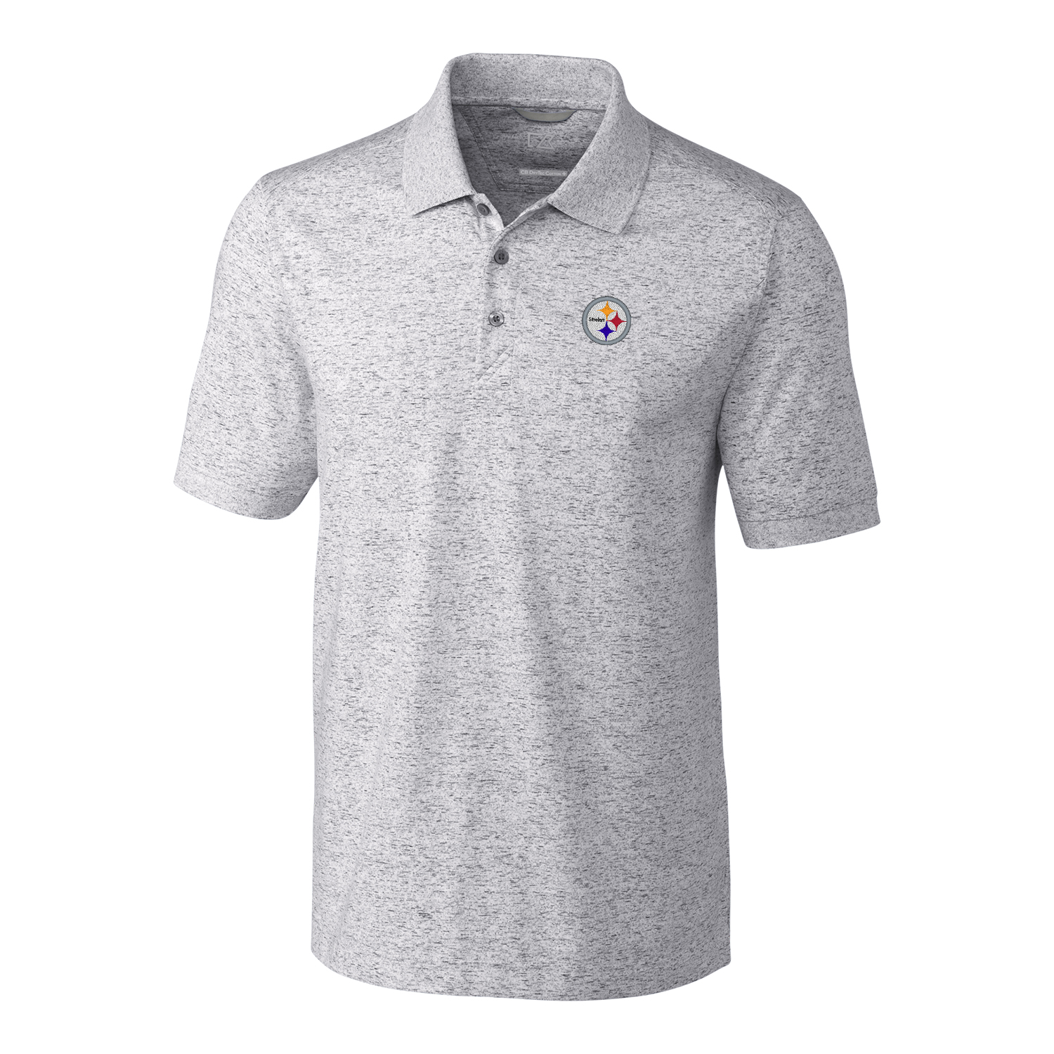 Men's Cutter & Buck Heather Gray Pittsburgh Steelers Big & Tall Space Dye Advantage Polo